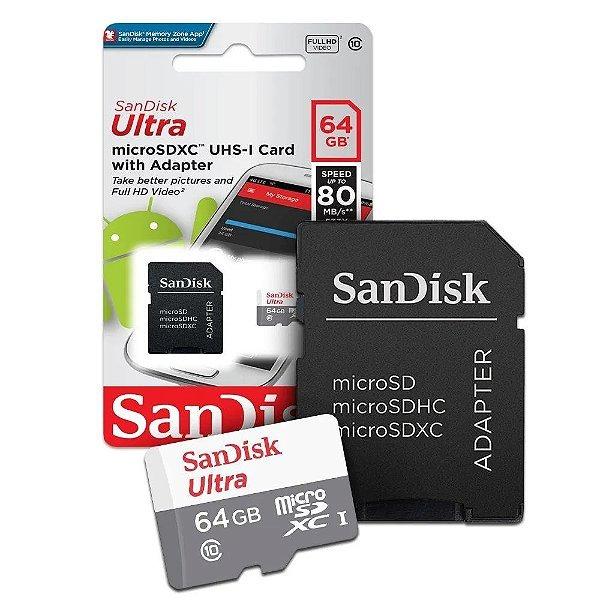 SanDisk Ultra MicroSDHC UHS-l 64GB Class 10  W/ UP TO 100MB/s 533X Speed  W/Adapter (SDSQUNR-064G-GN3MA)