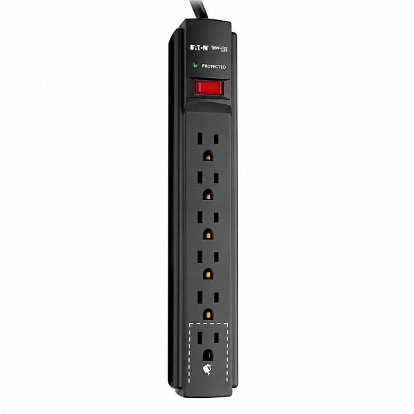 EATON (Tripp Lite Series) Surge Protector  w/ 6 Outlets, 6 Ft Cord, Diagnostic LED & 900 Joules - Model: TLP606B